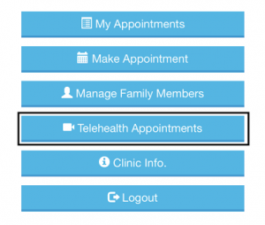 Screenshot of the AutoMed App with "What you want to do?" and several menu buttons including "Telehealth Appointments" in the 4th row